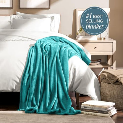 Bare Home Fleece Blanket Luxury Microplush (Full/Queen, Emerald) | Ultra-Soft Lightweight Blanket for Bed, Sofa, and Couch, Cozy & Warm Blanket - color: 10 - Emerald, size: Full/Queen