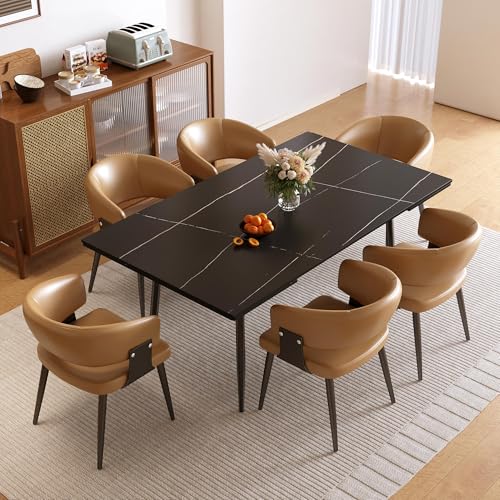 62.9"–94.4" Extendable Dining Table with Heat-Resistant Tabletop | Black Kitchen Table for 6–10, with Scratch-Resistant Sintered Stone & Stainless Steel Legs, Modern Splace Saving Furniture - color: Black 62.9” of 94.4”