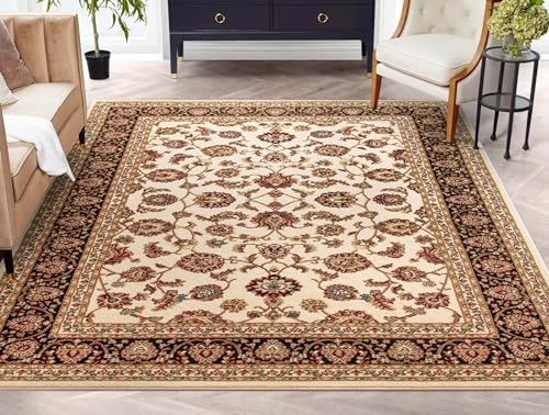 Well Woven Barclay Collection Sarouk Ivory 5x7 Area Rug - for Living Room, Bedroom, and Dining Room - color: Ivory, size: 5'3" x 7'3" (Rectangular)