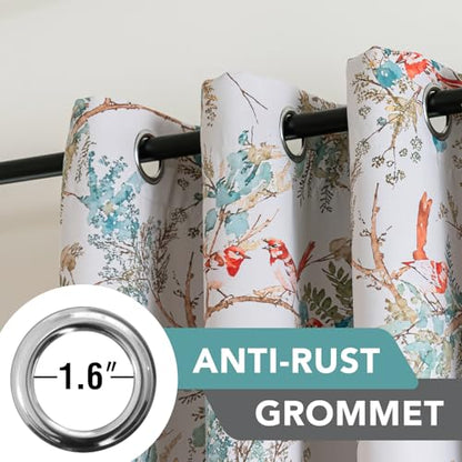 H.VERSAILTEX 100% 암막 꽃무늬 커튼 160cm(63인치) 길이 2패널 빈티지 커튼 패턴 프린트 단열 커튼 거실 침실 창문 처리 그로밋 드레이프, 틸/러스트 - color: 청록색/녹, size: 52"W x 63"L (Pack of 2)