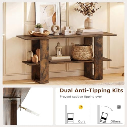 GIANTEX Modern TV Stand for 55 Inch TV, Entertainment Center with Open Storage Shelf, Wood Media Console Table for Living Room Bedroom Entryway, Rustic Brown - color: Rustic Brown