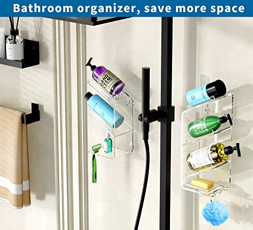 AITEE Acrylic Bathroom Organizer Caddy Shampoo Holder Combination Shelf | No drilling, wall mounted, combination inclined shelf, for bathroom, acrylic, rustproof, for bathroom toiletries - style: Upgraded Shelf
