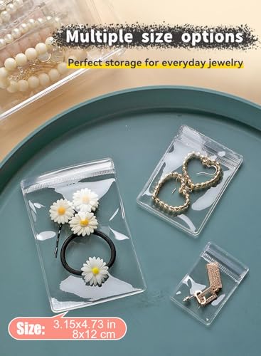 50Pcs Anti Tarnish Jewelry Bags Clear Pvc Jewelry Storage Pouches with Zipper Plastic Packing for Earrings (Pvc Jewelry Bags Large 3.15x4.73 in) - color: 50Pcs Pvc Jewelry Bags Large 3.15x4.73 in