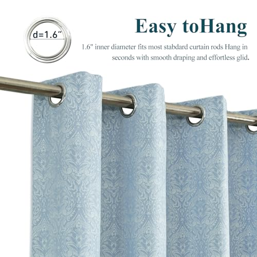 Simple Chenille Jacquard Blackout Window Elegance Curtains/Drapes/Panels/Treatments for Bedroom Living Room,Top Grommets, Two Panels, W54 x L96 inch - color: Blue-curtain, size: 54"W x 96"L (Pack of 2)