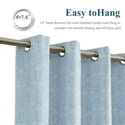 Simple Chenille Jacquard Blackout Window Elegance Curtains/Drapes/Panels/Treatments for Bedroom Living Room,Top Grommets, Two Panels, W54 x L96 inch - color: Blue-curtain, size: 54"W x 96"L (Pack of 2)
