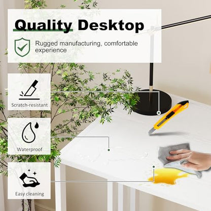 Lutown-Teen Small Folding Desk 35 inch, White | No Assembly Required Narrow Office Desk, Writing Gaming Computer Camping Table for Small Spaces - color: White, size: 35 Inch