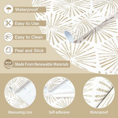 Safiyya Peel and Stick Wallpaper Boho Beige Contact Paper 393"x17.3" Modern Peel and Stick Wall Paper Geometric Removable Wallpaper for Bedroom Covering Vinyl Rolls - color: Beige, size: 17.3" x 393"