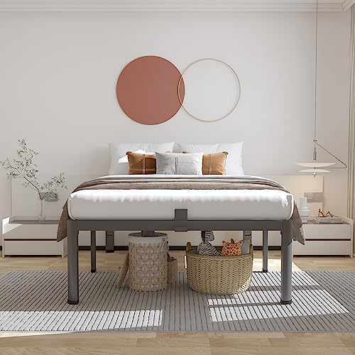 ROIL 16 Inch Twin Bed Frame with Rounded Corner & 4 Mattress Baffles | Easy Assembly, Noise Free, 3500LBS Load Capacity,No Box Spring Needed, 14.4" Storage Space, Headboard Hole, Heavy Duty Steel - size: Twin, style: 16 Inch