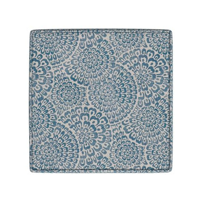 HomePop 18" Classic Square Storage Ottoman - Blue & Cream Modern Floral - color: Blue and Cream Modern Floral