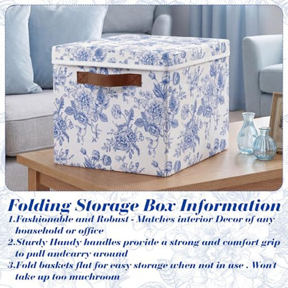 2 Pack Large Storage Bins, Lidded, 14x10x9.5 Inch, Blue - size: 14x10x9.5 Inch, style: Lidded