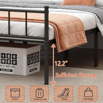 DIIYIV Queen Metal Bed Frame,Steel Slat Support,Noise Free,Easy Assembly | Queen Size Bed,Mattress Foundation,Underbed Storage,No Box Spring Needed - size: Queen