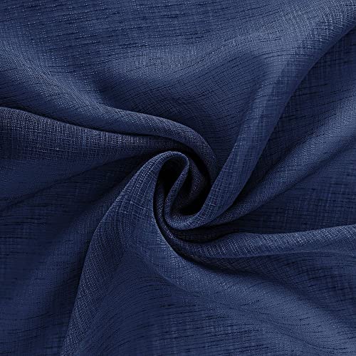 KOUFALL Navy Blue Curtains 84 Inch Length,Sheer Rod Pocket Linen Look Dark Blue Masculine Nautical Curtains for Boys Bedroom Living Room 2 Panels Set Indigo - color: Navy Blue, size: 52"W x 84"L (Pack of 2)