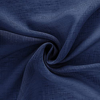 KOUFALL Navy Blue Curtains 84 Inch Length,Sheer Rod Pocket Linen Look Dark Blue Masculine Nautical Curtains for Boys Bedroom Living Room 2 Panels Set Indigo - color: Navy Blue, size: 52"W x 84"L (Pack of 2)