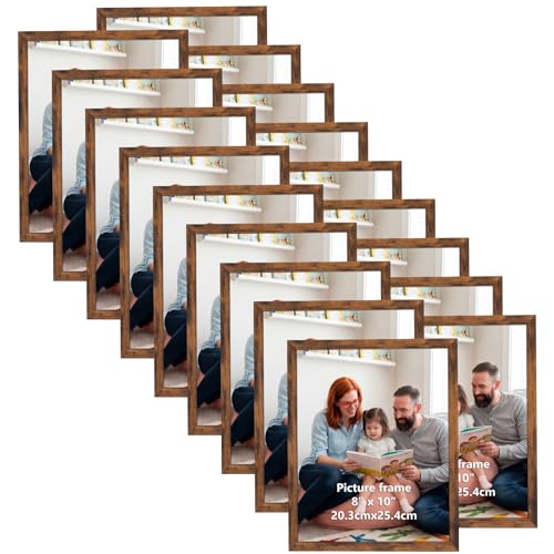 Giftgarden 8x10 Picture Frame Set of 18, Lightweight 8 by 10 Frames Bulk for Gallery Wall Photo Hanging and Tabletop Display, Rustic Brown - color: Brown*18, size: 8x10