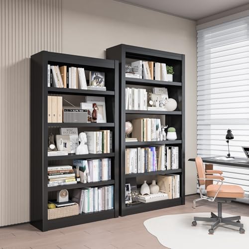 VASAAOSD Metal Bookshelf - Adjustable Black Bookcase, 5 Tier Book Shelf | Heavy Duty Sturdy Book Case, Modern Bookshelves and Bookcases for Home Office, Living Room, Bedroom, Library(69" H) - color: Black, size: 69" H