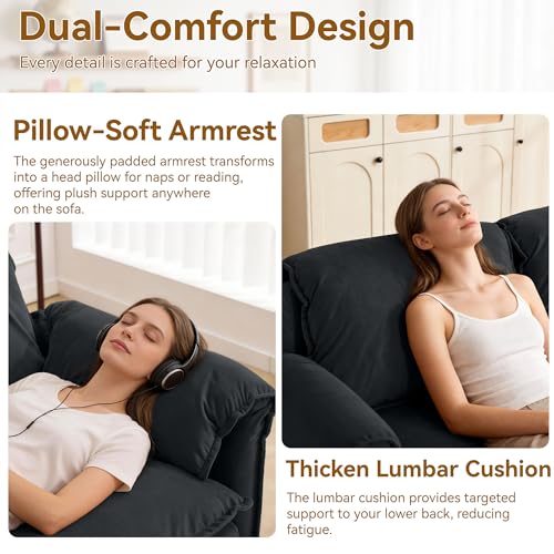 63" 3-in-1 Velvet Convertible Sleeper Sofa Bed, Modern Adjustable Backrest Loveseat Pull Out Couch with USB & Side Pocket, Small Space Love Seat Sofa Bed for Living Room, Bedroom, Dark Grey Velvet - color: Dark Grey