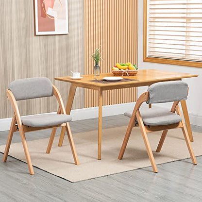 Folding Chairs with Cushion Padded Foldable Chiars 4 Pack | Wooden Dining Fold Seat with Removable Cover Extra Chair for Guests Kitchen Office Wedding Party Picnic, Grey - color: Grey, size: 4PCS