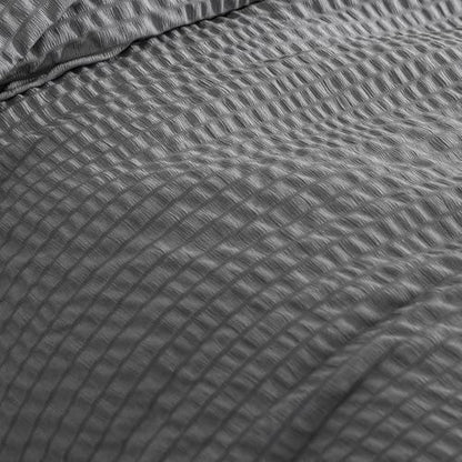 Amazon Basics Duvet Cover Set with Jacquard Geometric Pattern, 2-Piece with 1 Duvet Cover and 1 Pillow Sham, Comforter Not Included, Twin, Dark Gray - color: Dark Gray, size: Twin