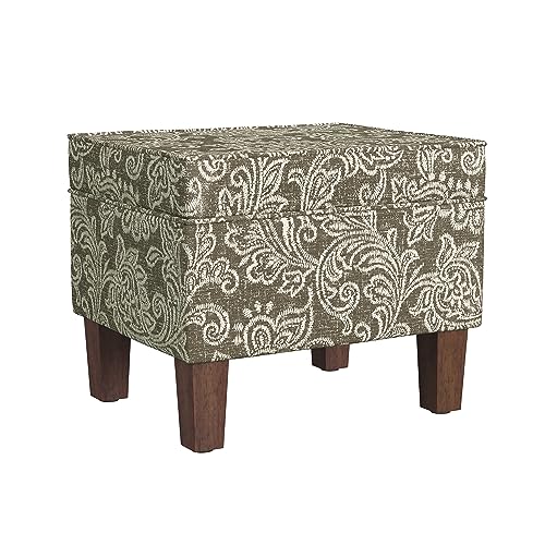 HomePop 22" Modern Rectangular Storage Ottoman - Brown Jacobean Print - color: Brown Jacobean Print