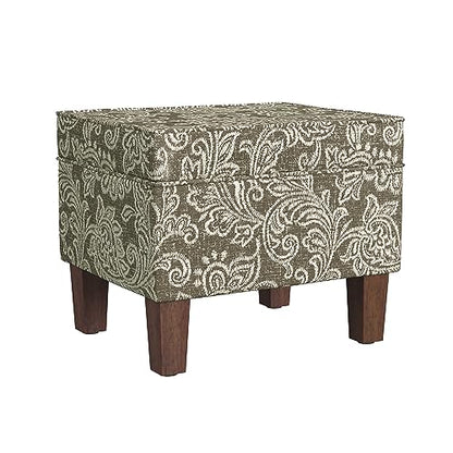 HomePop 22" Modern Rectangular Storage Ottoman - Brown Jacobean Print - color: Brown Jacobean Print
