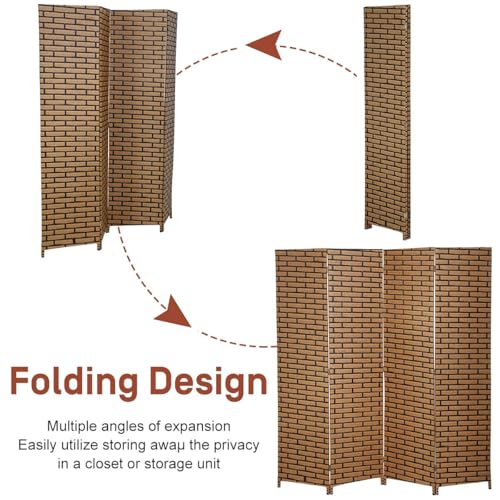 Room Dividers Folding Screens Privacy Screen Room Panel 4 Panel Partition Wall Tall Room Divider for Living Room Bedroom Study Portable Room Seperating Home Furniture Wall Dividers, Brick - color: Brick