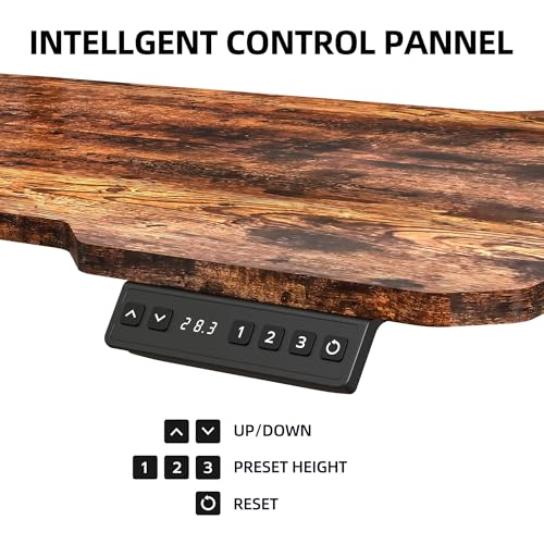 59 Inch L Shaped Standing Desk with Shelves and Keyboard, Electric Corner Standing Desk Adjustable Height, Sit Stand Computer Table with Reversiable Splice Board，Rustic Brown