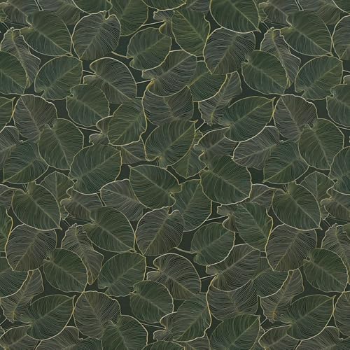 TOTIO Green Wallpaper Peel and Stick Dark Green Leaf Contact Paper 16x78inch Matte Thickened Waterproof Self-Adhesive PVC Wall Sticker Counter Top Stick Paper Green Leafy Plants Vinyl Wrap for Cabinet - color: Green, size: 16" x 78"
