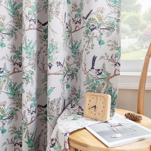 H.VERSAILTEX 꽃무늬 100% 암막 빈티지 커튼 160cm(63인치) 길이 2패널 패턴 단열 커튼 침실 거실 그로밋 창문 커튼 드레이프, 터키석/블랙 - color: 터키석/블랙., size: 52"W x 63"L (Pack of 2)