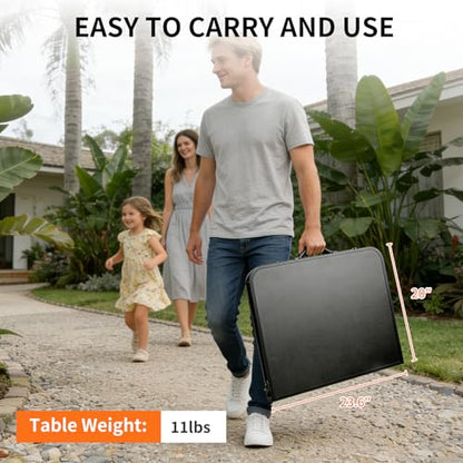 Folding Camping Table, Black Aluminum Frame,3-Position Adjustable Height,Lightweight Carry Handle, Portable for Travel, Camping Outdoor Use, 3.3FT x 2FT(Medium), Black - size: 3.2 ft x 2 ft × 1.97 ft H