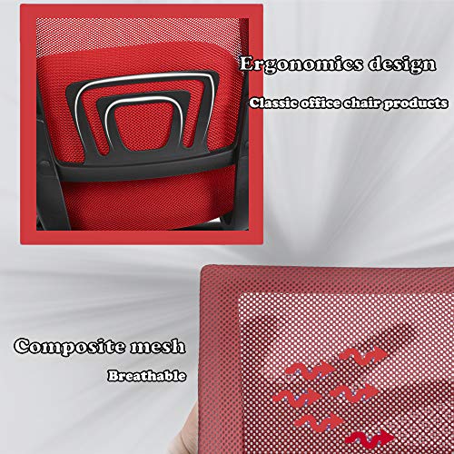 Office Chair Ergonomic Cheap Desk Chair Mesh Executive Computer Chair with Arms for Back Pain, Set of 2 - color: Red, size: 2 Pcs