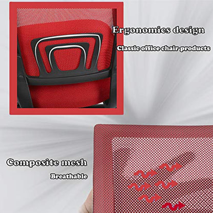 Office Chair Ergonomic Cheap Desk Chair Mesh Executive Computer Chair with Arms for Back Pain, Set of 2 - color: Red, size: 2 Pcs