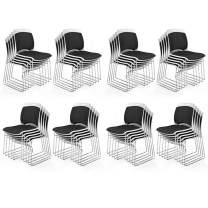 VINGLI Stackable Plastic Mesh Padded Chairs for Office Set of 40, Black | Stacking Chairs with Metal Sled Base, Ergonomic Plastic Pad Seat & Back, Waiting Banquet Guest Break Room, Easy to install - color: Black, size: 40 Pack