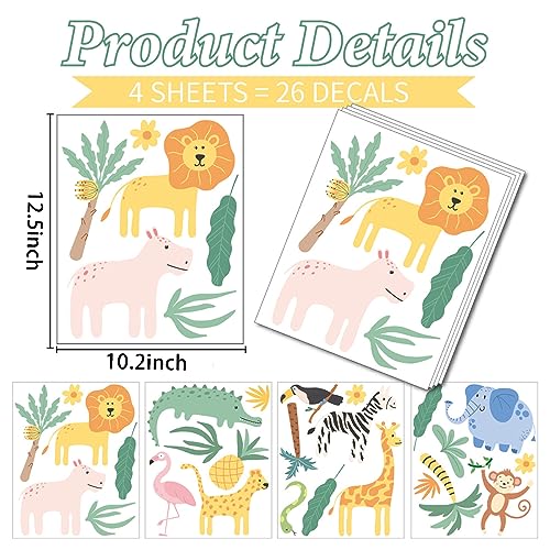 AOWDIAO Animals Wall Decals, Cute Safari Wall Stickers for Baby Kids, Jungle Theme Decor for Nursery, Classroom, Playroom, Bedroom - style: Safari Animals