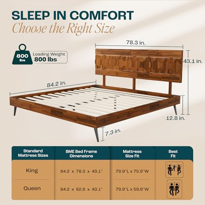 Bme Georgina King Bedframe, Geometric Headboard, Mid Century, Dark Choco - color: Dark Chocolate, size: King, style: Bed Frames