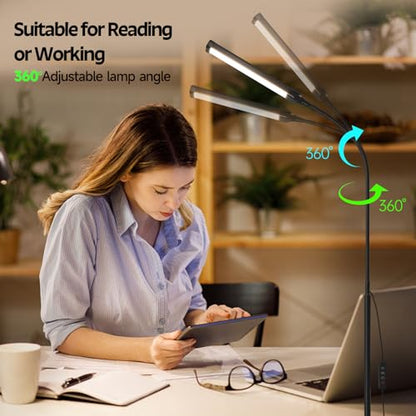 Aisutha LED Floor Lamp, Reading Lamps Adjustable Stepless Colors & Brightness Standing Lamp, Nail Tech Lamp, Lash Light for Eyelash - color: Dark Black