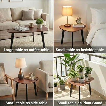 Nesting Coffee Table Set of 2-Mid Century Modern Coffee Table | Guitar Pick Stacking Tables with Solid Wood Legs,Small Coffee Tables for Small spaces,Living Room,Balcony - color: Walnut