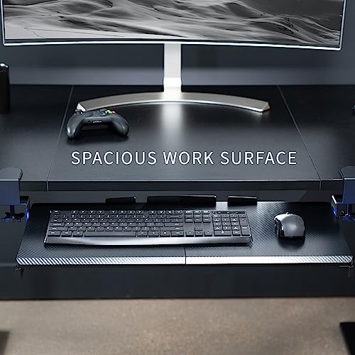 VIVO Large Under Desk Keyboard Tray with RGB LED Side Lights, C-clamp Mount, 27 (33 Including Clamps) x 11 inch Slide-Out Platform Computer Drawer for Typing, Carbon Black, MOUNT-KB05EL
