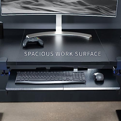 VIVO Large Under Desk Keyboard Tray with RGB LED Side Lights, C-clamp Mount, 27 (33 Including Clamps) x 11 inch Slide-Out Platform Computer Drawer for Typing, Carbon Black, MOUNT-KB05EL