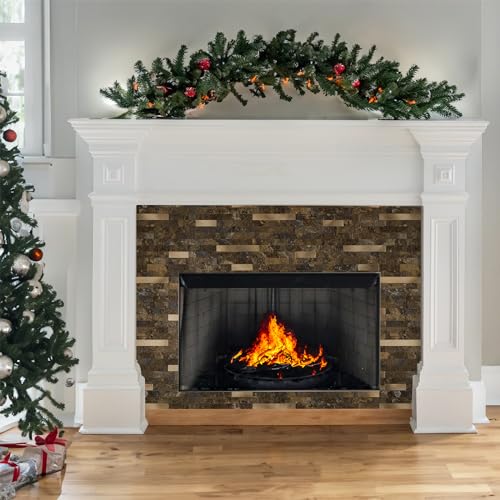 StyloVue 20 Sheets Peel and Stick Backsplash for Kitchen, Rust Slate with Metal Gold Look Stick on Tile Upgrade Your Kitchen Backsplash, RV, Fireplace - color: Rust Slate With Metal Gold