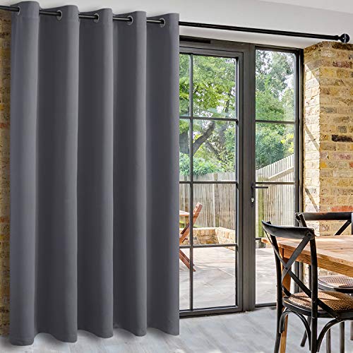 DWCN Room Divider Blackout Curtain Thermal Grommet Panel with Top for Bedroom Partition, Patio Sliding Door Curtains - Extra Wide Curtains for Glass Door, 6.7ft Wide x 7ft Tall, Dark Grey - color: Dark Grey, size: 80"W x 84"L (Pack of 1)