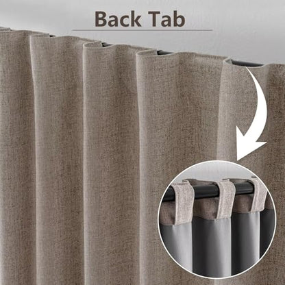 100% Blackout Curtains 96 inch Length 2 Panels Faux Linen Long Drapes for Bedroom Living Room Black Out Room Darkening Curtain Thermal Insulated Back Tab Rod Pocket(W52 x L96, Beige) - color: Beige, size: 52"W x 96"L (Pack of 2)