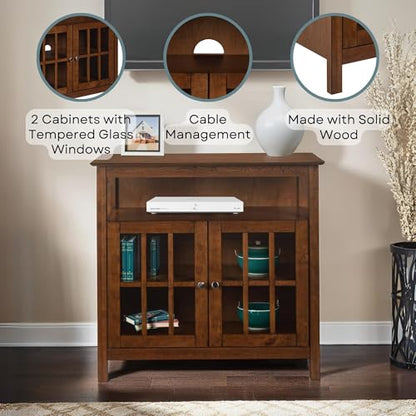 Convenience Concepts Big Sur Highboy TV Stand 36" - Modern Entertainment Center For TVs up to 40", Storage Cabinet for Dining, Living Room, & Entryway, Console Hall Table with Shelves, Dark Walnut - color: Dark Walnut