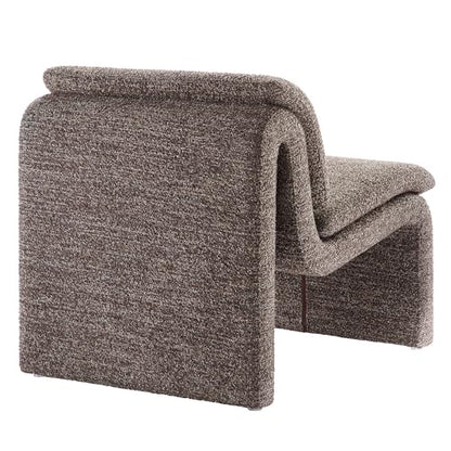 Modway Lume Curved Lounge Chair in Antique Boucle Fabric – Modern Upholstered Armless Accent Chair with Padded Cushion - Unique Slipper Chair for Bedroom or Living Room - color: Antique