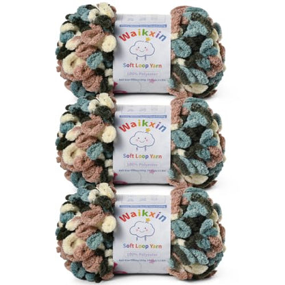 Super Soft Loop Yarn for Finger Knit, 3 Pack of 7.05oz/19.5yds Each, Chunky Blanket Yarn for Hand Knitting, #7 Jumbo Chenille Yarn, Fluffy Baby Blanket Yarn for Crochet Amigurumi(3 Apricpot Green) - color: 3 Apricpot Green