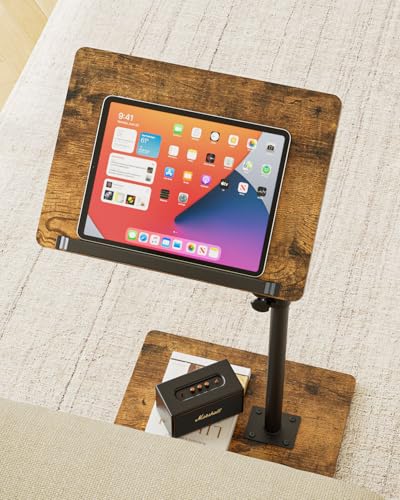 Masupu Sofa Arm Tray Table - 360° Swivel Height Adjustable End Table, Small Snack Side Table for Couch, C Shaped Table for Bed, Chair or TV Tray Table(Rustic Brown, Angle Adjustable) - color: Rustic Brown-angle Adjustable