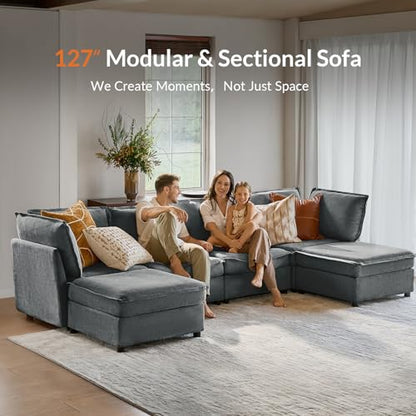 HULALA HOME Backrest Cushion for Sectional Sofa Couch, Grey - color: Grey, size: Backrest Cushion