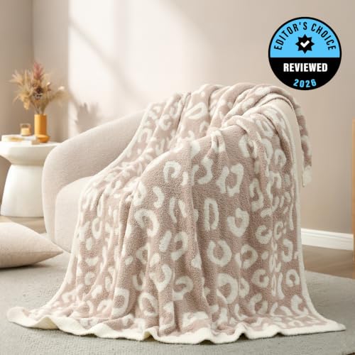 Snuggle Sac Ultra Soft Beige Leopard Blanket Twin Size - Oversized Reversible Cheetah Bedding Blanket, Leopard Pattern Throw Blankets for Bed, Sofa, Couch, 60x80 inches - color: Leopard Beige, size: Twin(60"x80")