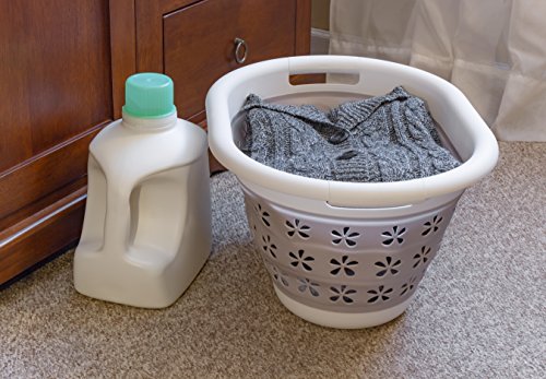 Camco Collapsible Laundry Basket | Features Simple Pop-Open & Collapse-Down Design | Waterproof for Easy Clean-Up | Measures 14.5” x 19.75” x 2.5”/10” Collapsed/Expanded, Taupe & White (51951) - size: 10 inches tall expanded (Pack of 2)