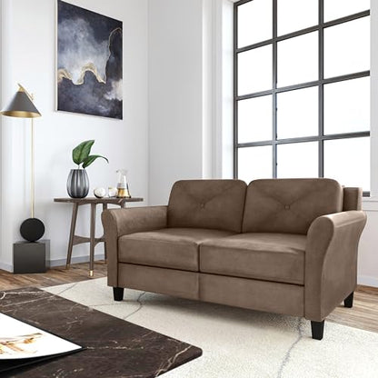 Studio Living Harrington 57.9" Loveseat, Transitional Modern, Pocket Coil Comfort, Easy Assembly, Microfiber Fabric, Brown - color: Brown, size: Loveseat