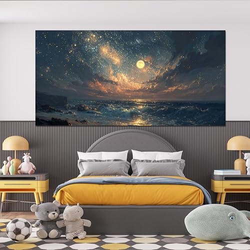 Canvas Wall Art Decor Beach Ocean Waves Wall Art Pictures For Living Room Decorations Gold And Blue Art Wall Decor Artwork For Walls For Bedroom Office Canvas Pictures For Wall Decor 20×40 Inch - color: Blue., size: 40"L x 20"W